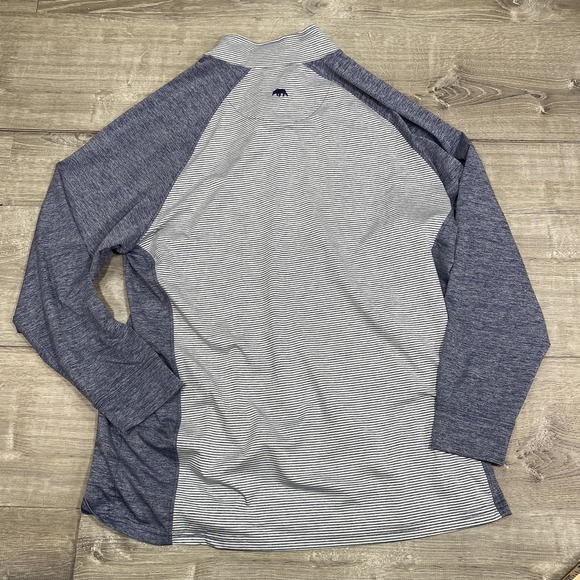 Onward Reserve Performance Shirt Mens Large Blue Stripe Quarter Zip Pullover - Picture 7 of 9